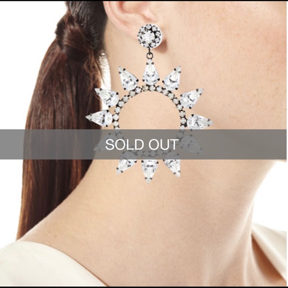 GUNMETAL CRYSTAL OPEN CIRCLE DANGLING EARRINGS - Picture 13 of 16